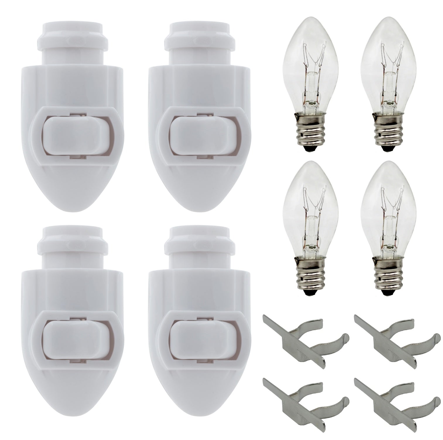 Plug in Night Light Module Includes 4 Bulbs and 4 Metal Clips, Great for Making - glass
