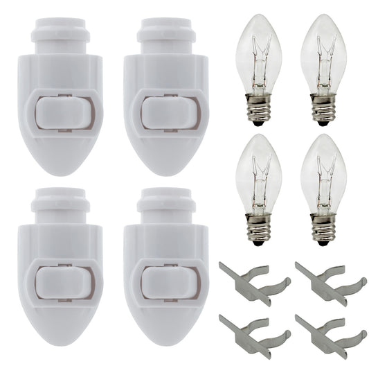 Plug in Night Light Module Includes 4 Bulbs and 4 Metal Clips, Great for Making - glass