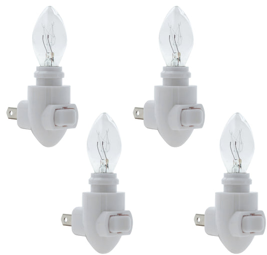 Plug In Night Light Module Includes 4 Watt Bulb, White Plastic, Great for - glass