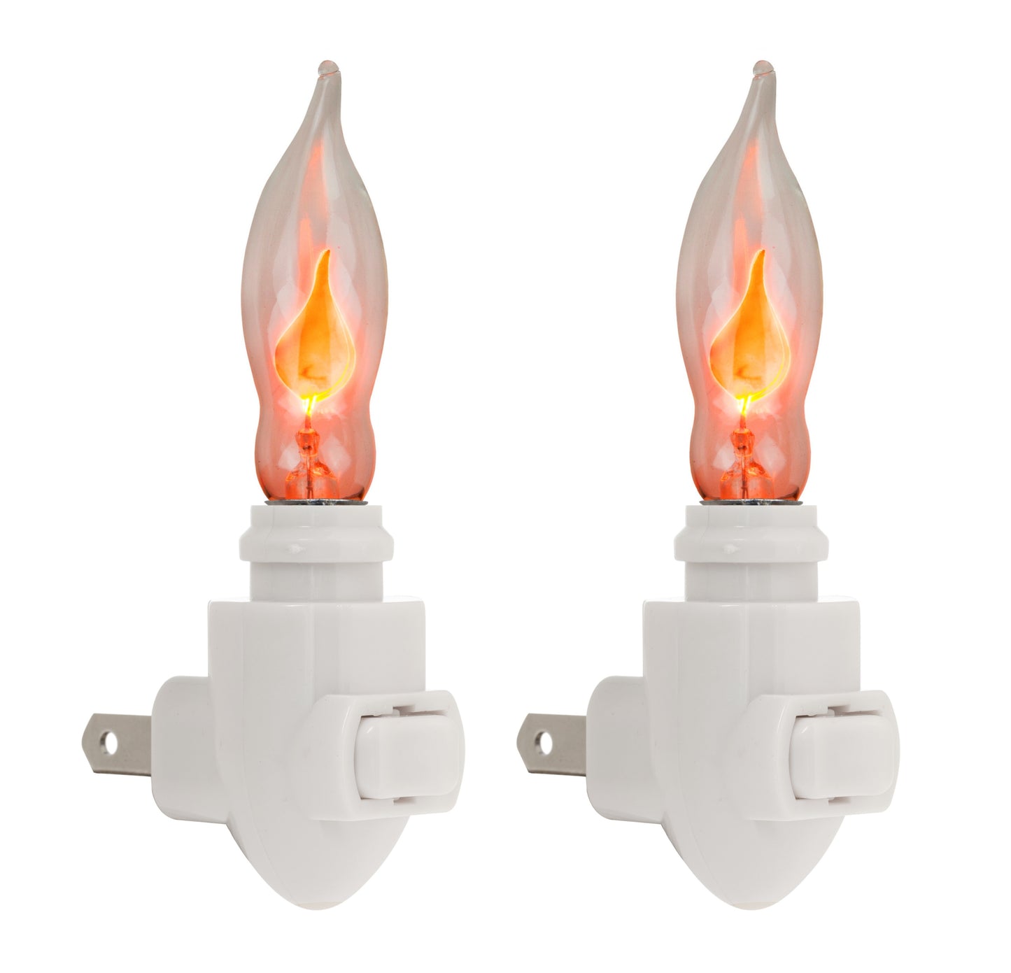 2 Pack -Plug in Night Light Modules White Plastic Include Flicker Night Light - glass