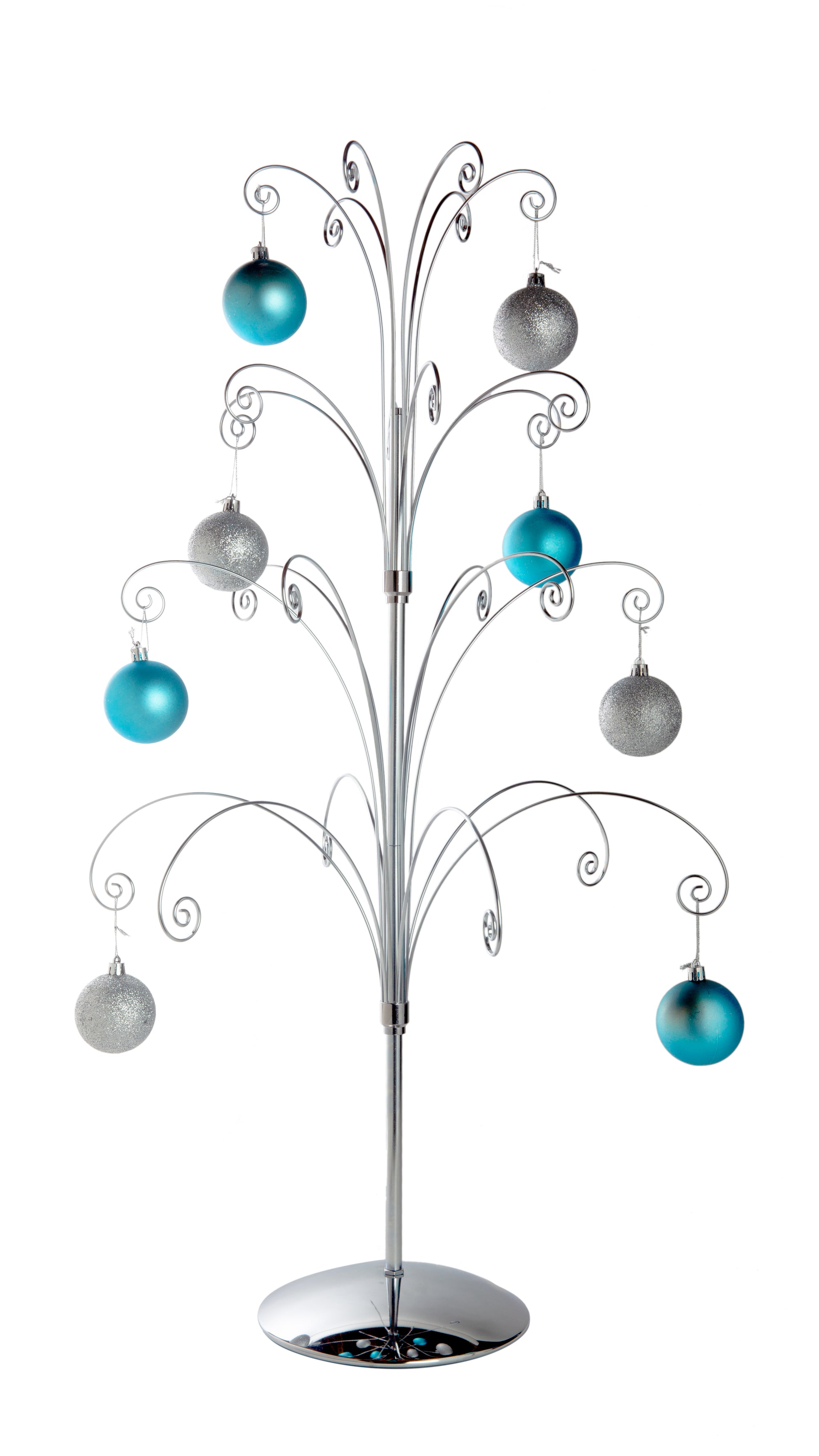 Creative Hobbies 36 Inch Tall Ornament Display Tree, Bright Silver Chrome - side view