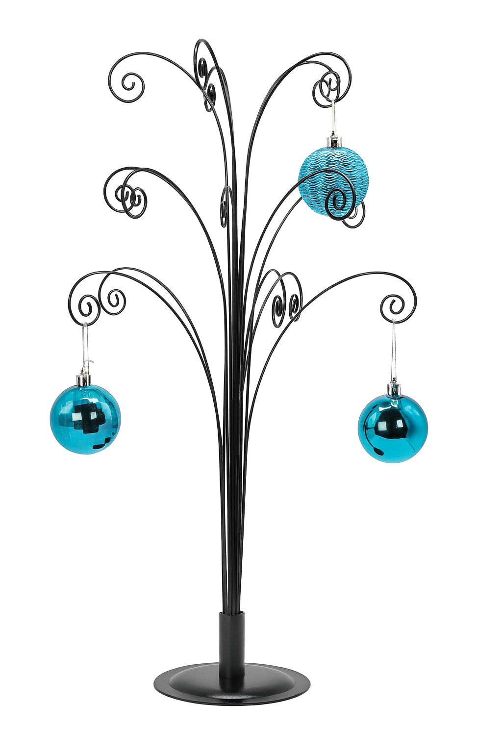 Creative Hobbies 20 Inch Tall Ornament Display Tree, Holds 15 Ornaments (Black) - side view
