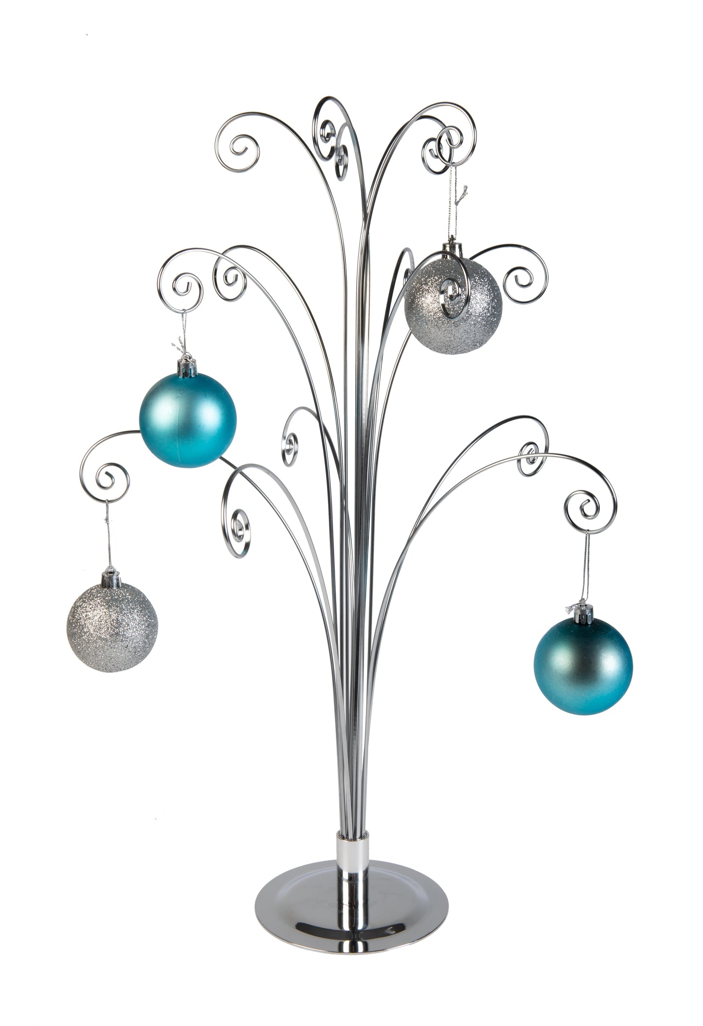 Creative Hobbies 20 Inch Tall Ornament Display Tree, Silver Chrome Plated, - side view
