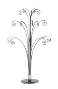Creative Hobbies 20 Inch Tall Ornament Display Tree, Silver Chrome Plated, Holds 15 Ornaments
