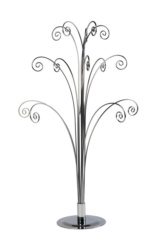 Creative Hobbies 20 Inch Tall Ornament Display Tree, Silver Chrome Plated, - brass