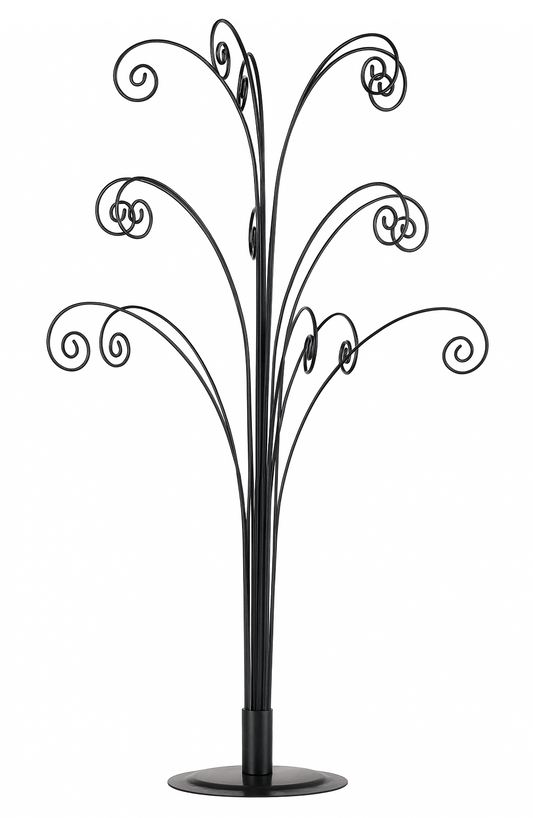 Creative Hobbies 20 Inch Tall Ornament Display Tree, Holds 15 Ornaments (Black) - metal