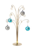 Creative Hobbies 20 Inch Tall Ornament Display Tree, Bright Brass Plated, Holds 15 Ornaments