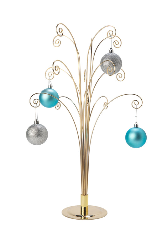 Creative Hobbies 20 Inch Tall Ornament Display Tree, Bright Brass Plated, Holds - metal