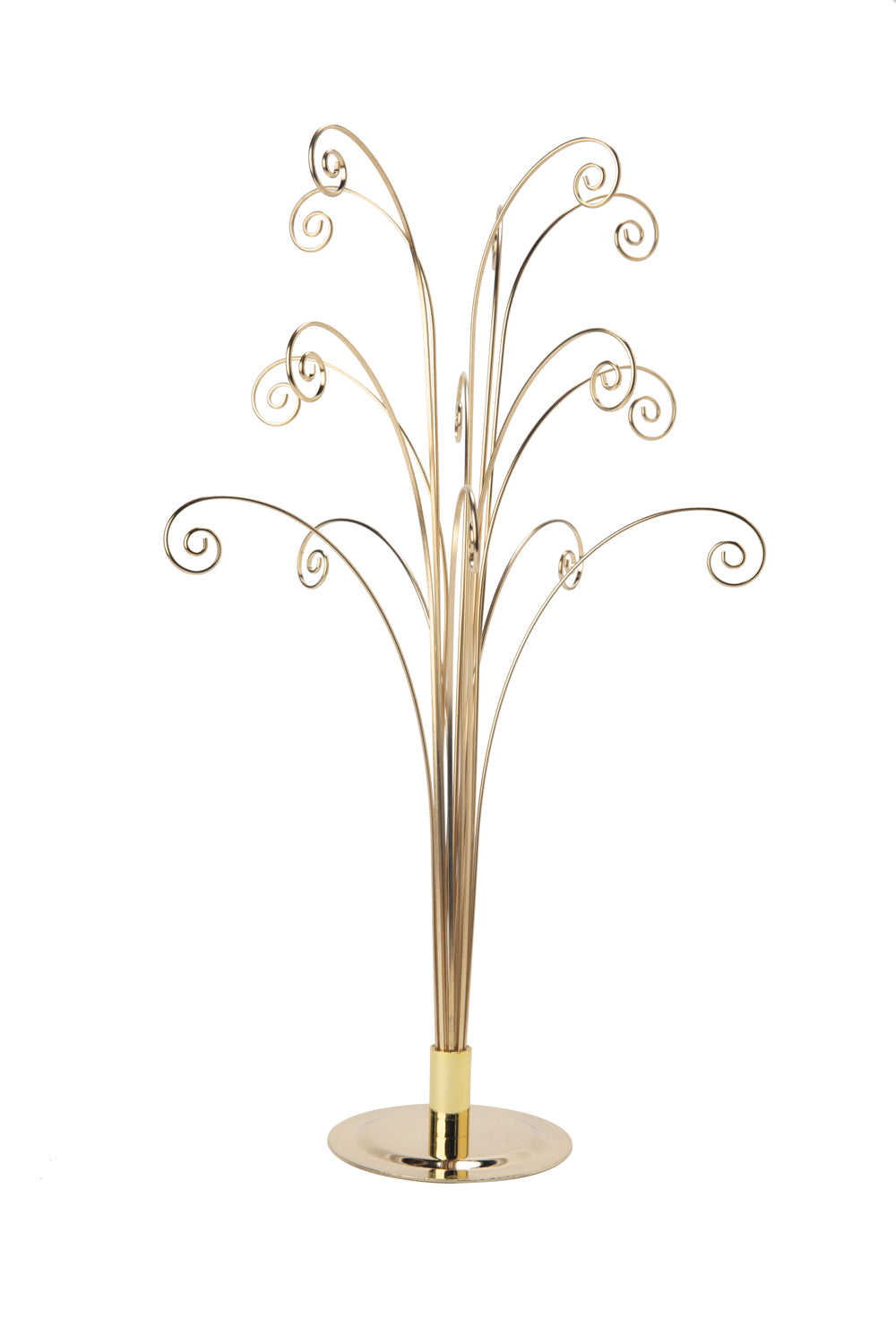 Creative Hobbies 20 Inch Tall Ornament Display Tree, Bright Brass Plated, Holds - side view