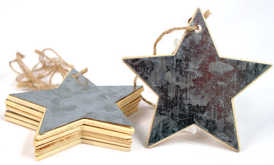 Creative Hobbies® Star Shape Tin Covered Wood Christmas Ornaments, 3.5 inch