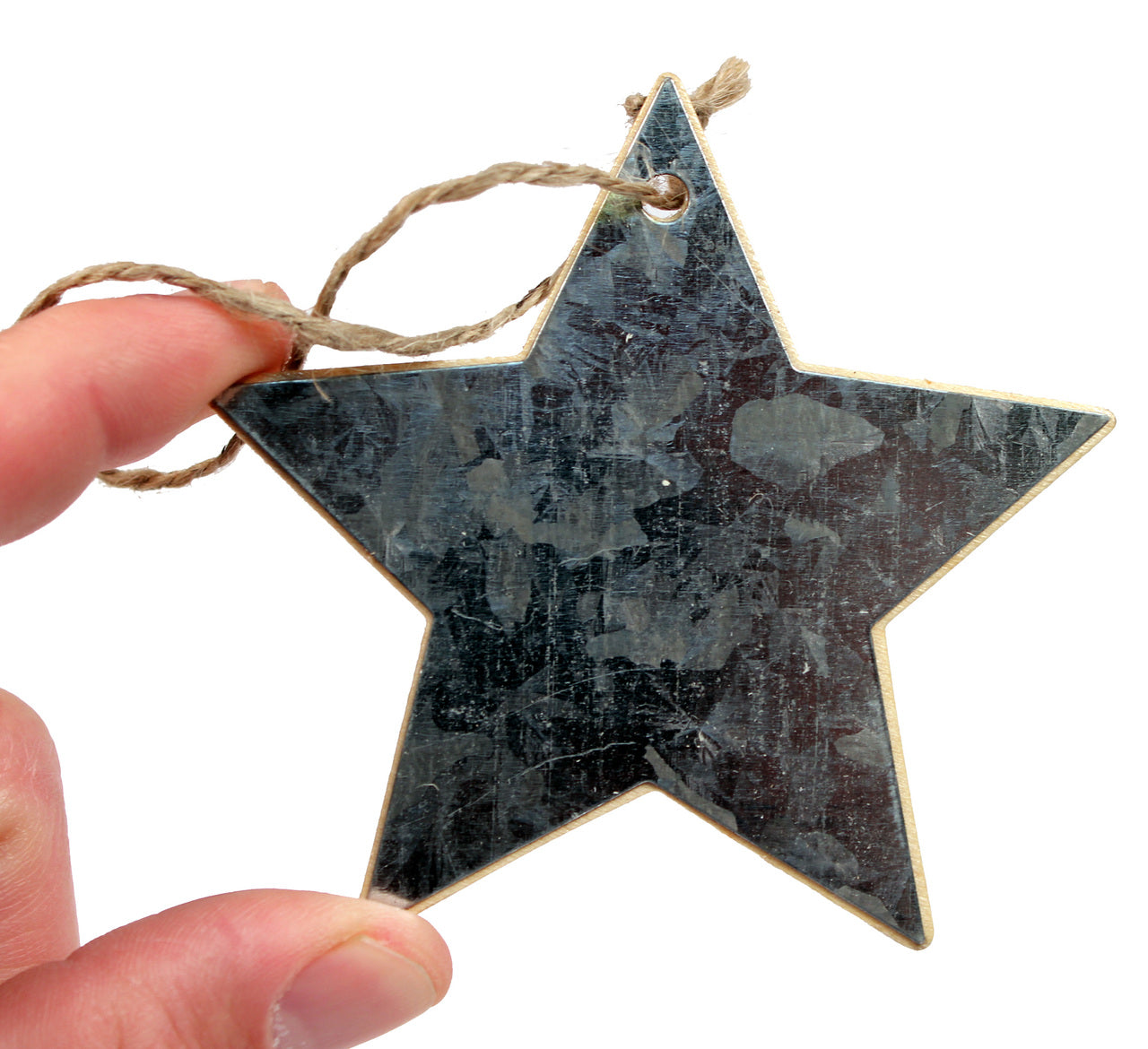 Creative Hobbies® Star Shape Tin Covered Wood Christmas Ornaments, 3.5 inch - side view