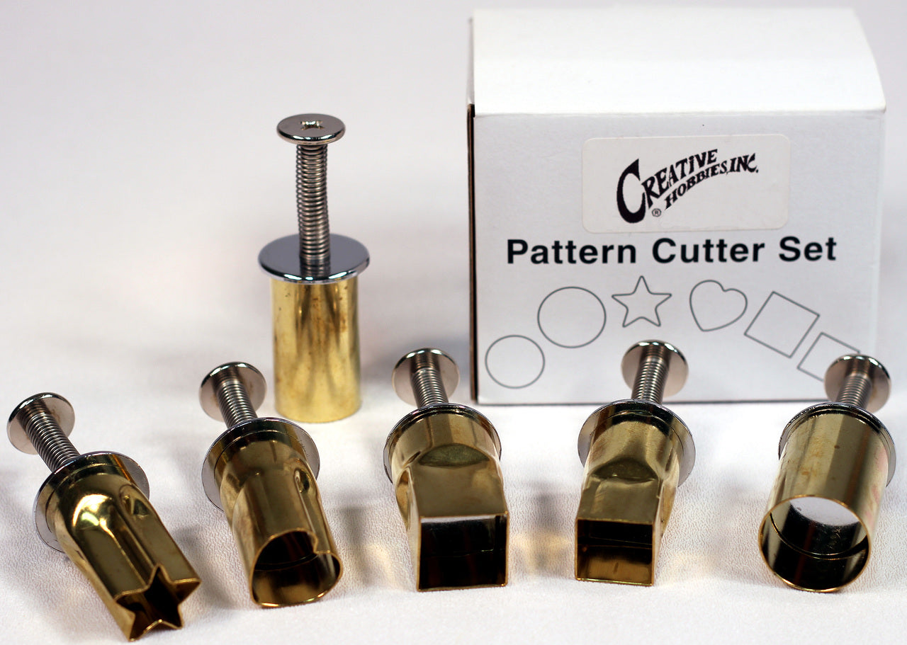 6 Piece Professional Clay Shape Cutter Set - Round, Square, Heart, Star Shapes, - brass, for candle