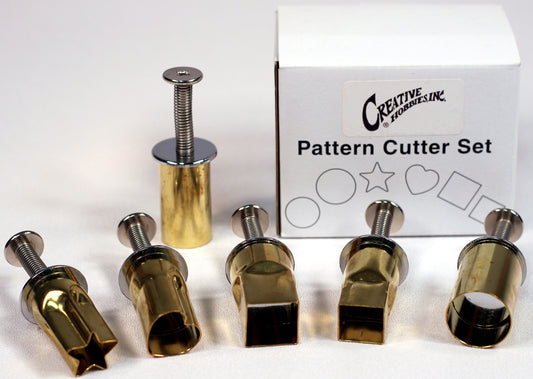 6 Piece Professional Clay Shape Cutter Set - Round, Square, Heart, Star Shapes, - brass, for candle