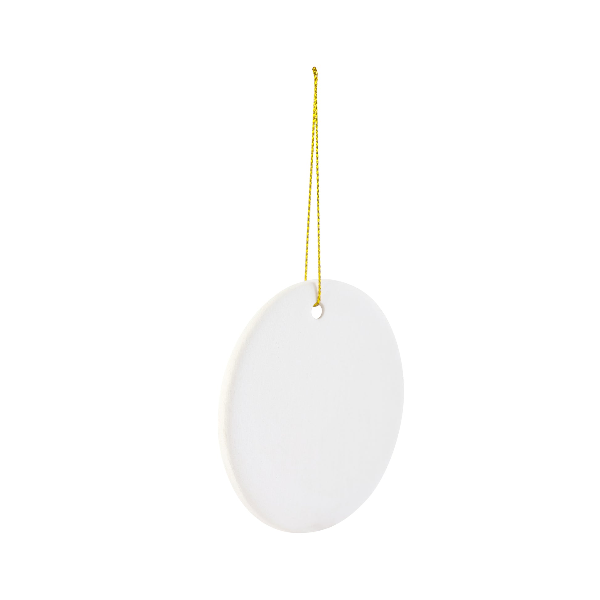 Ready to Paint DIY Round Circle Porcelain Ceramic Ornaments with Hanger for - detail