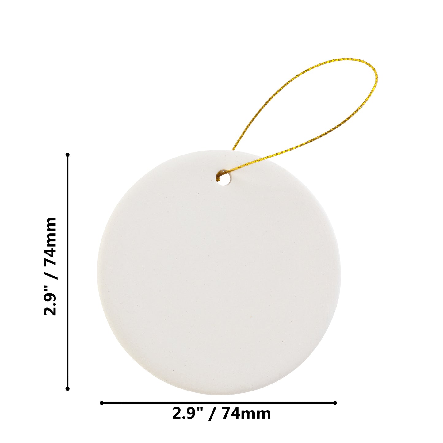 Ready to Paint DIY Round Circle Porcelain Ceramic Ornaments with Hanger for - close-up