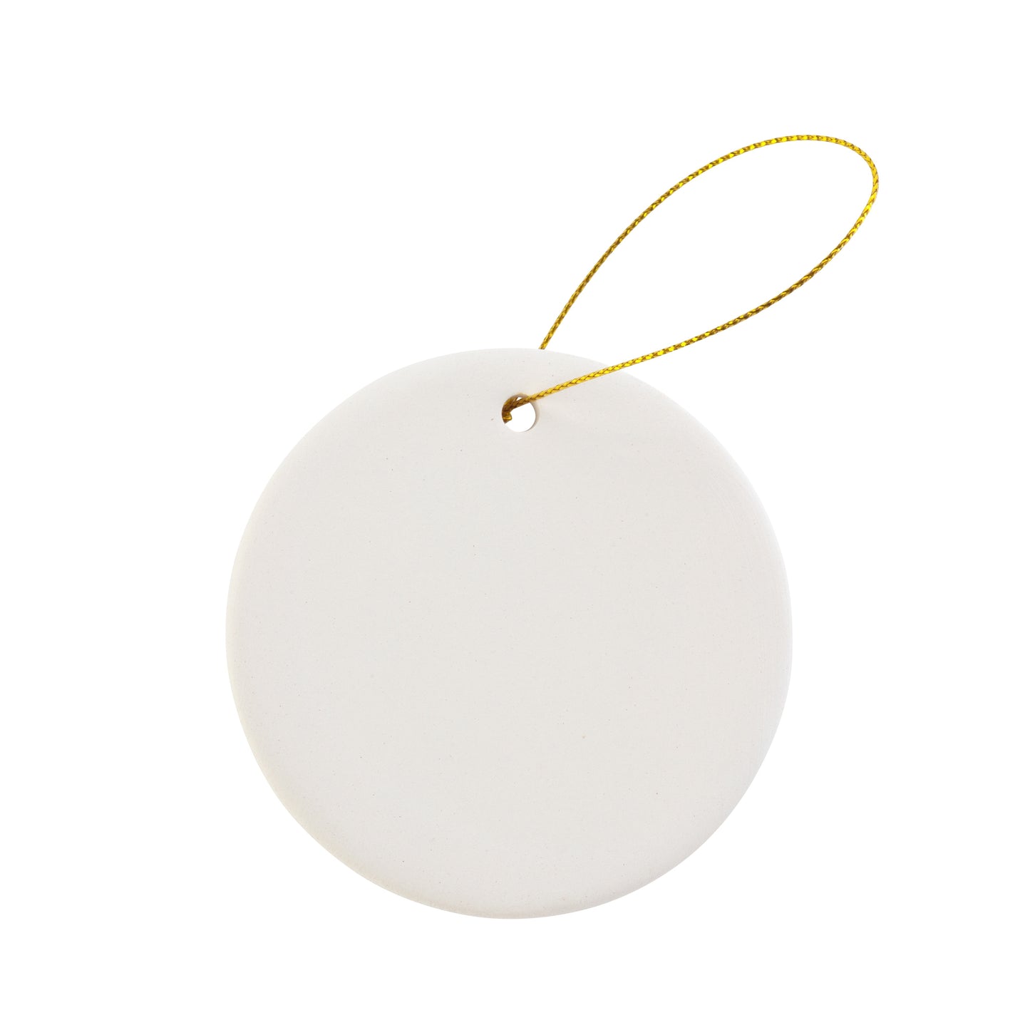 Ready to Paint DIY Round Circle Porcelain Ceramic Ornaments with Hanger for - side view