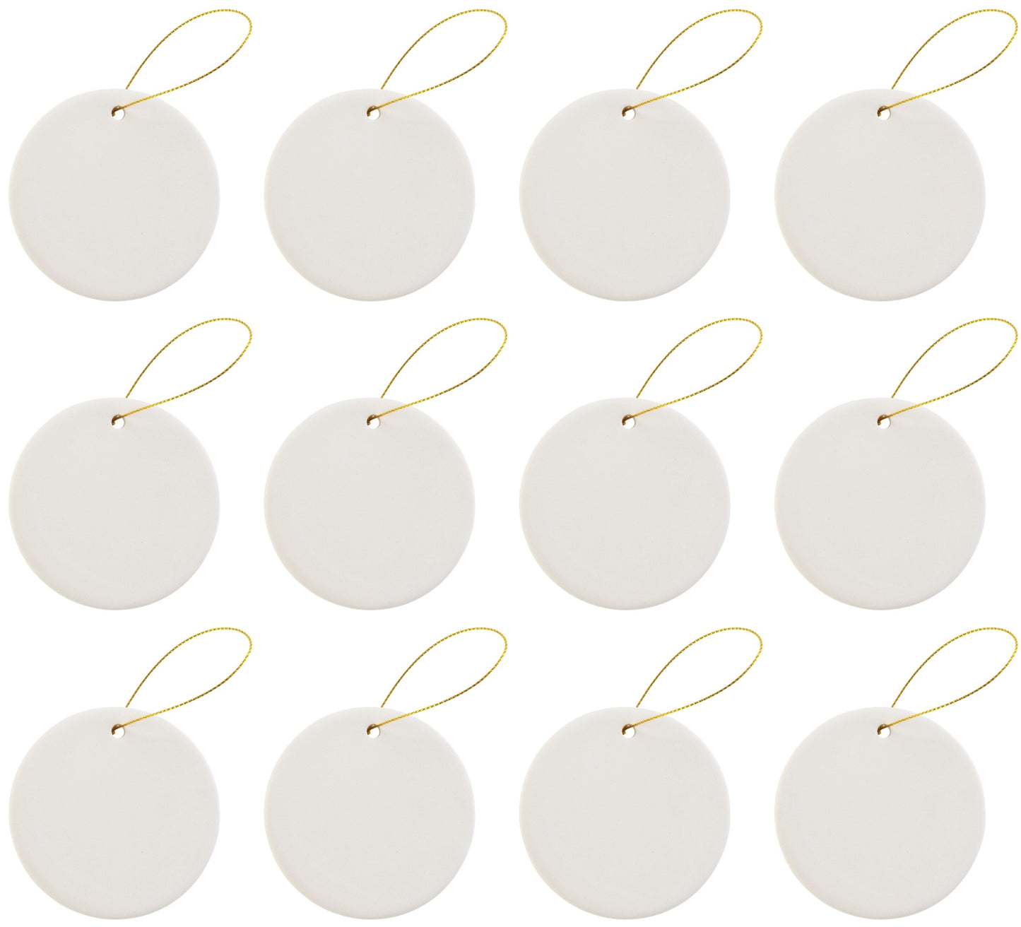 Ready to Paint DIY Round Circle Porcelain Ceramic Ornaments with Hanger for - for christmas