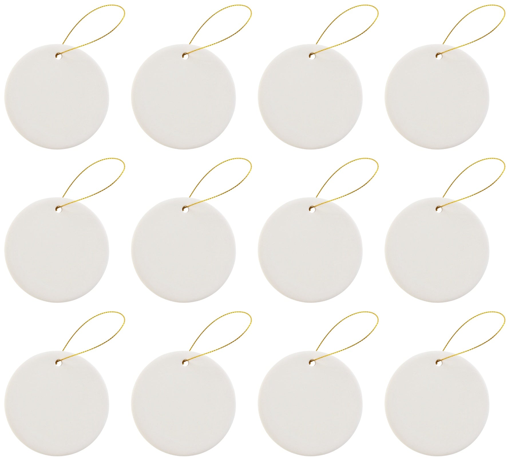 Ready to Paint DIY Round Circle Porcelain Ceramic Ornaments with Hanger for - for christmas
