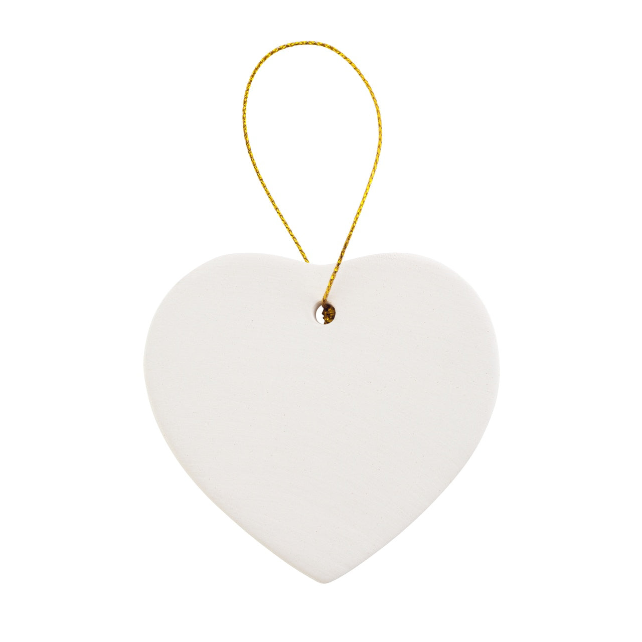 Ready to Paint DIY Porcelain Ceramic Heart Shape Ornaments with Hanger for - side view