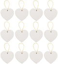 Ready to Paint DIY Porcelain Ceramic Heart Shape Ornaments with Hanger for Christmas Tree and Holiday Decoration | 12 Pack