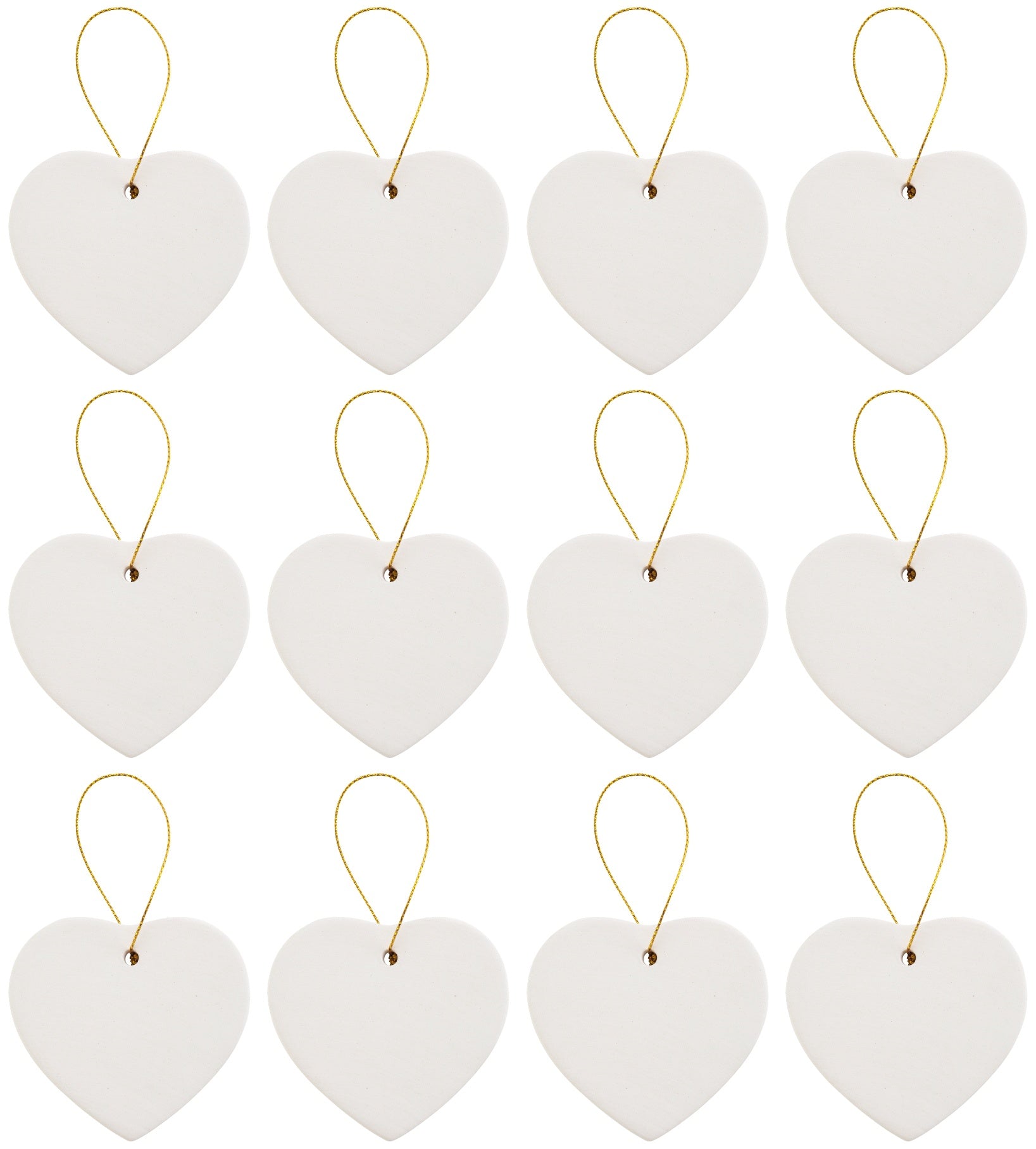 Ready to Paint DIY Porcelain Ceramic Heart Shape Ornaments with Hanger for - for christmas