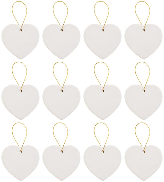 Ready to Paint DIY Porcelain Ceramic Heart Shape Ornaments with Hanger for - for christmas