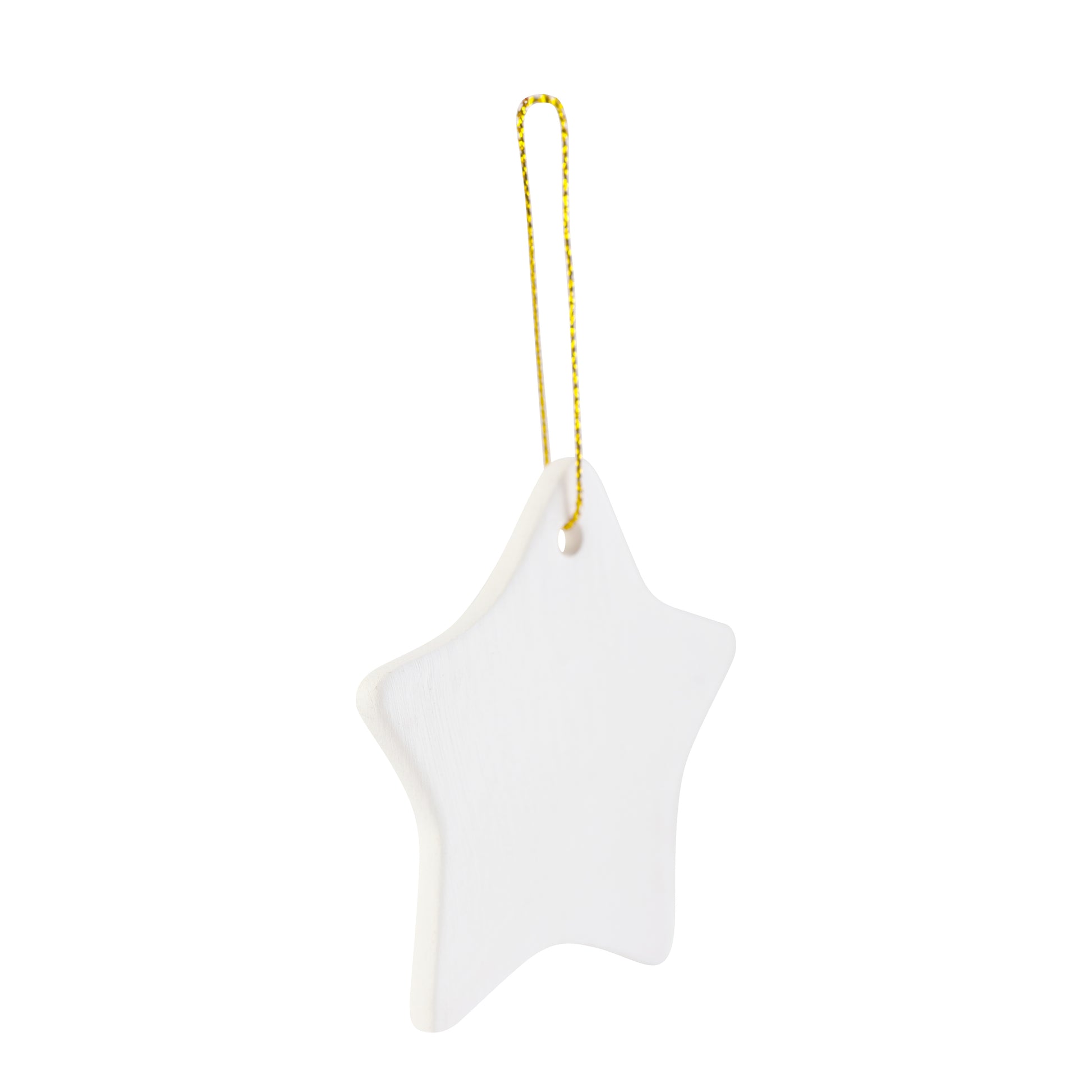 Ready to Paint DIY Star Shape Porcelain Ceramic Ornaments with Hanger for - detail