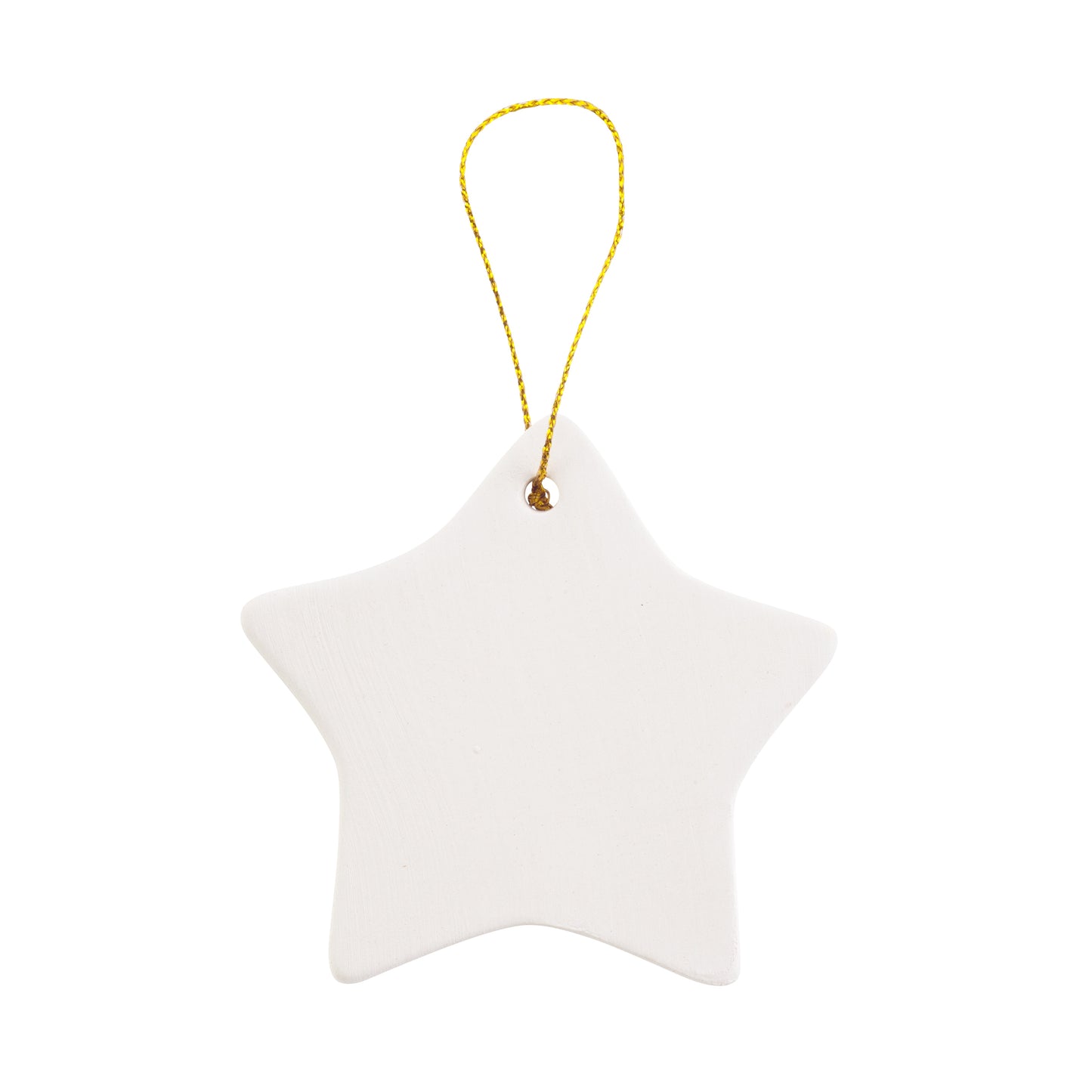 Ready to Paint DIY Star Shape Porcelain Ceramic Ornaments with Hanger for - side view