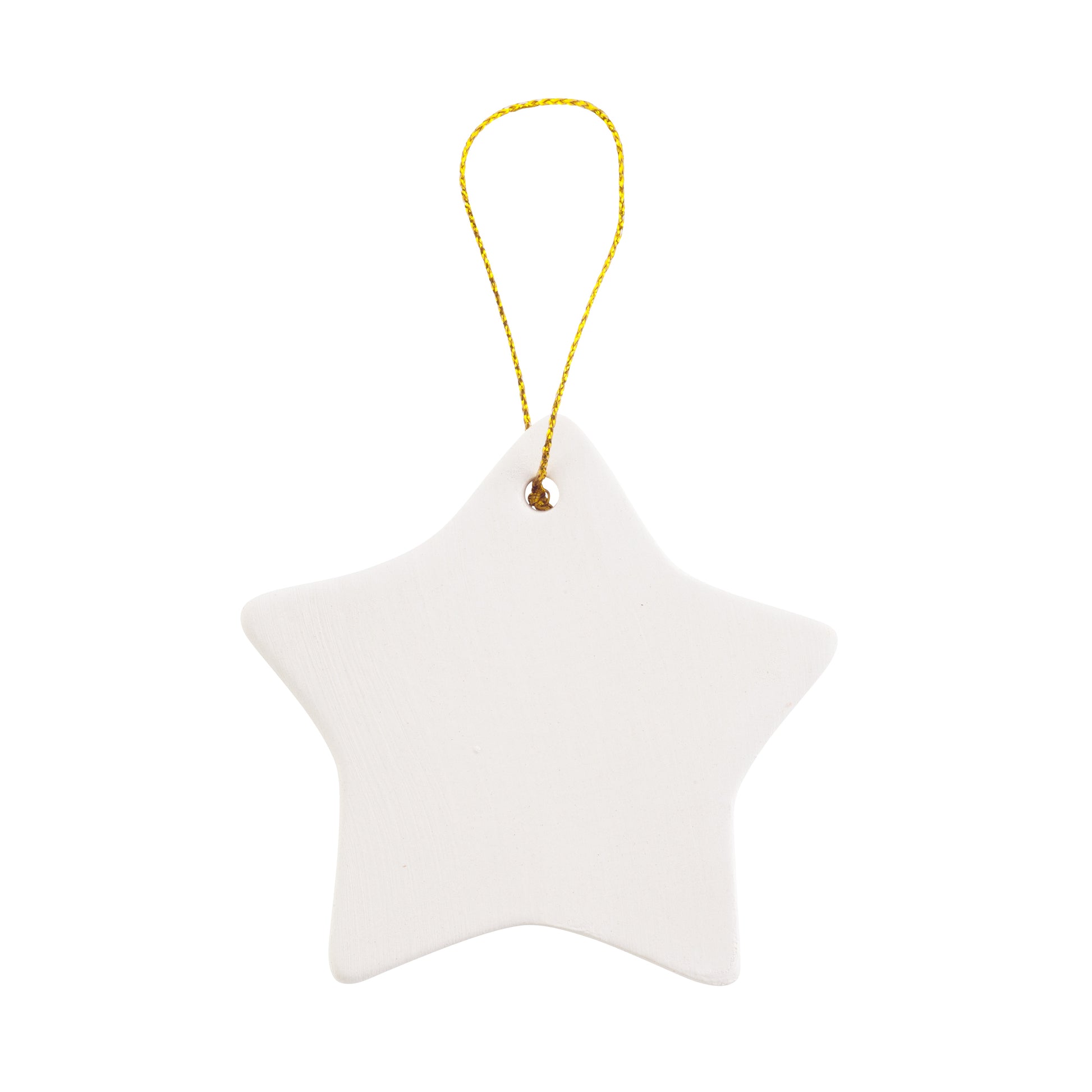 Ready to Paint DIY Star Shape Porcelain Ceramic Ornaments with Hanger for - side view