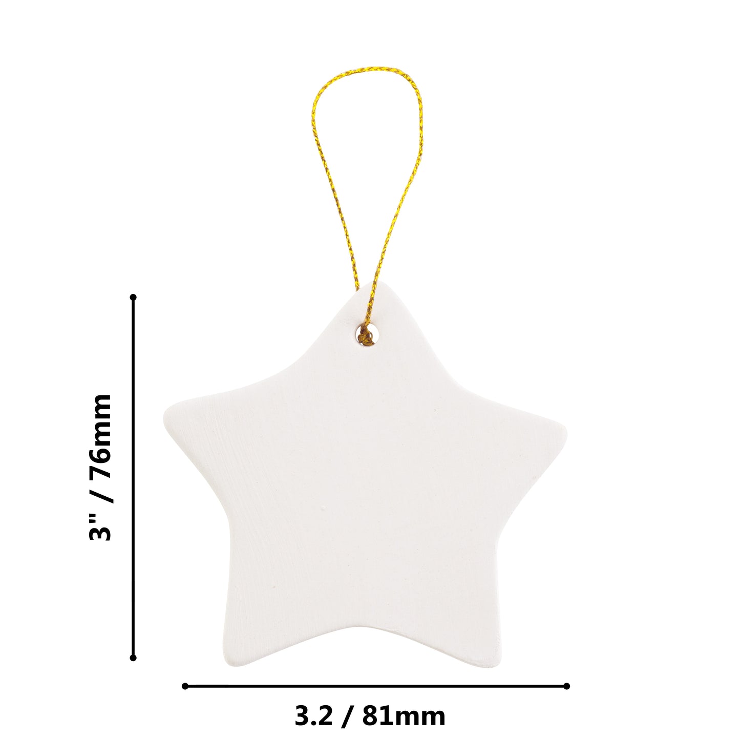 Ready to Paint DIY Star Shape Porcelain Ceramic Ornaments with Hanger for - close-up