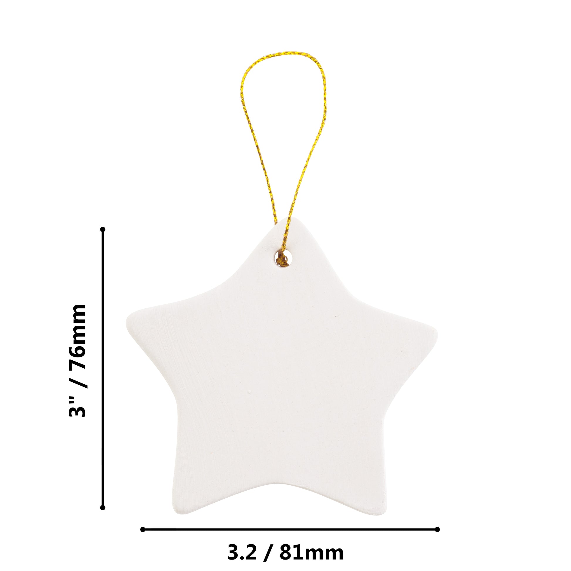 Ready to Paint DIY Star Shape Porcelain Ceramic Ornaments with Hanger for - close-up
