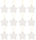 Ready to Paint DIY Star Shape Porcelain Ceramic Ornaments with Hanger for Christmas Tree and Holiday Decoration | 12 Pack