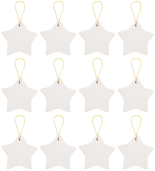 Ready to Paint DIY Star Shape Porcelain Ceramic Ornaments with Hanger for - for christmas