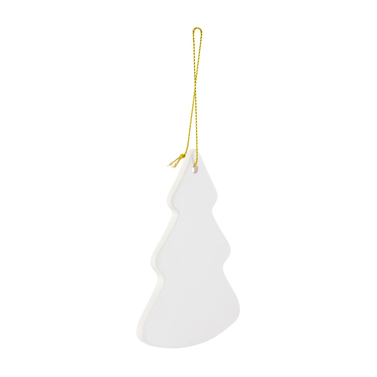 Ready to Paint DIY Christmas Tree Shape Porcelain Ceramic Ornaments with Hanger - detail