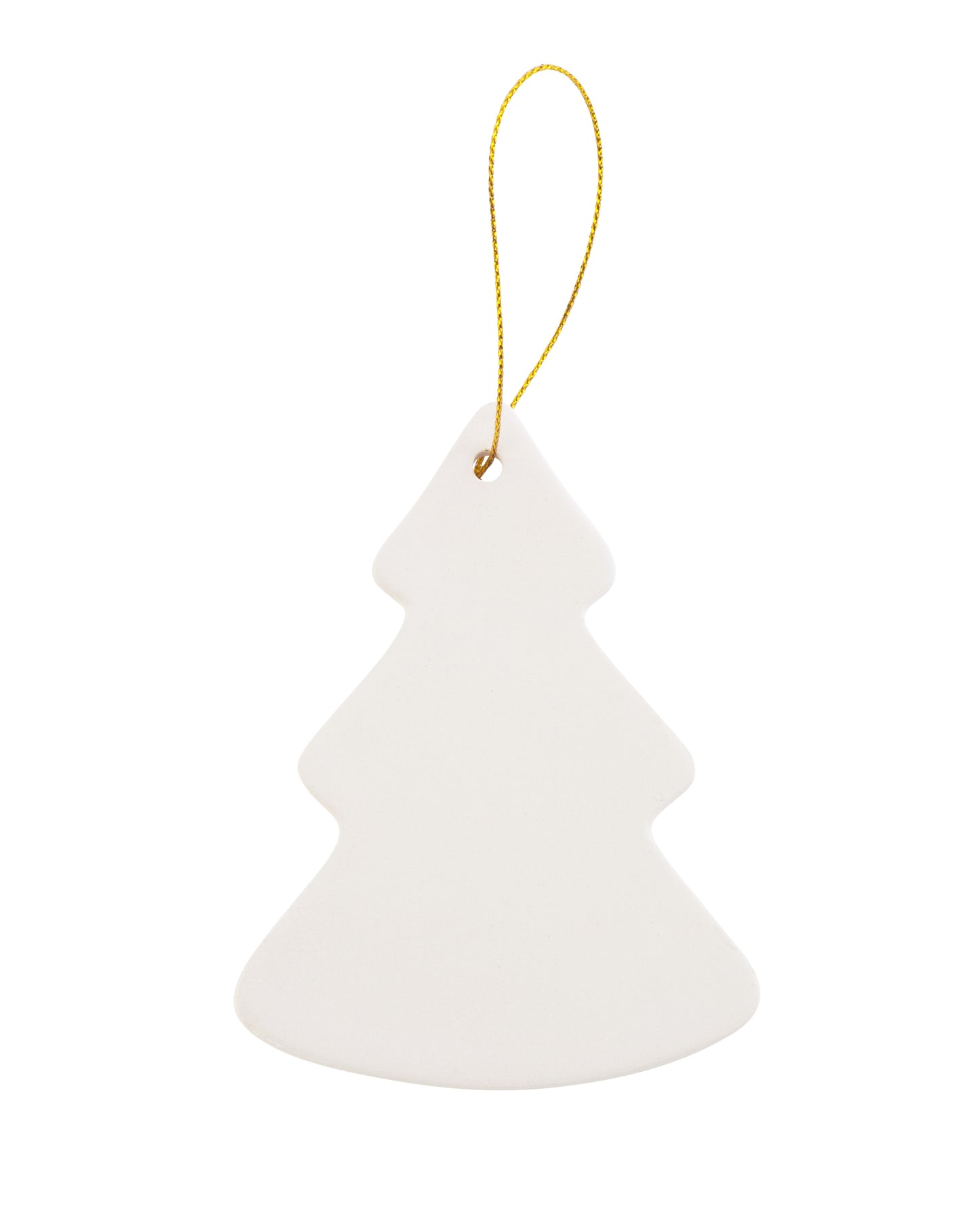 Ready to Paint DIY Christmas Tree Shape Porcelain Ceramic Ornaments with Hanger - side view