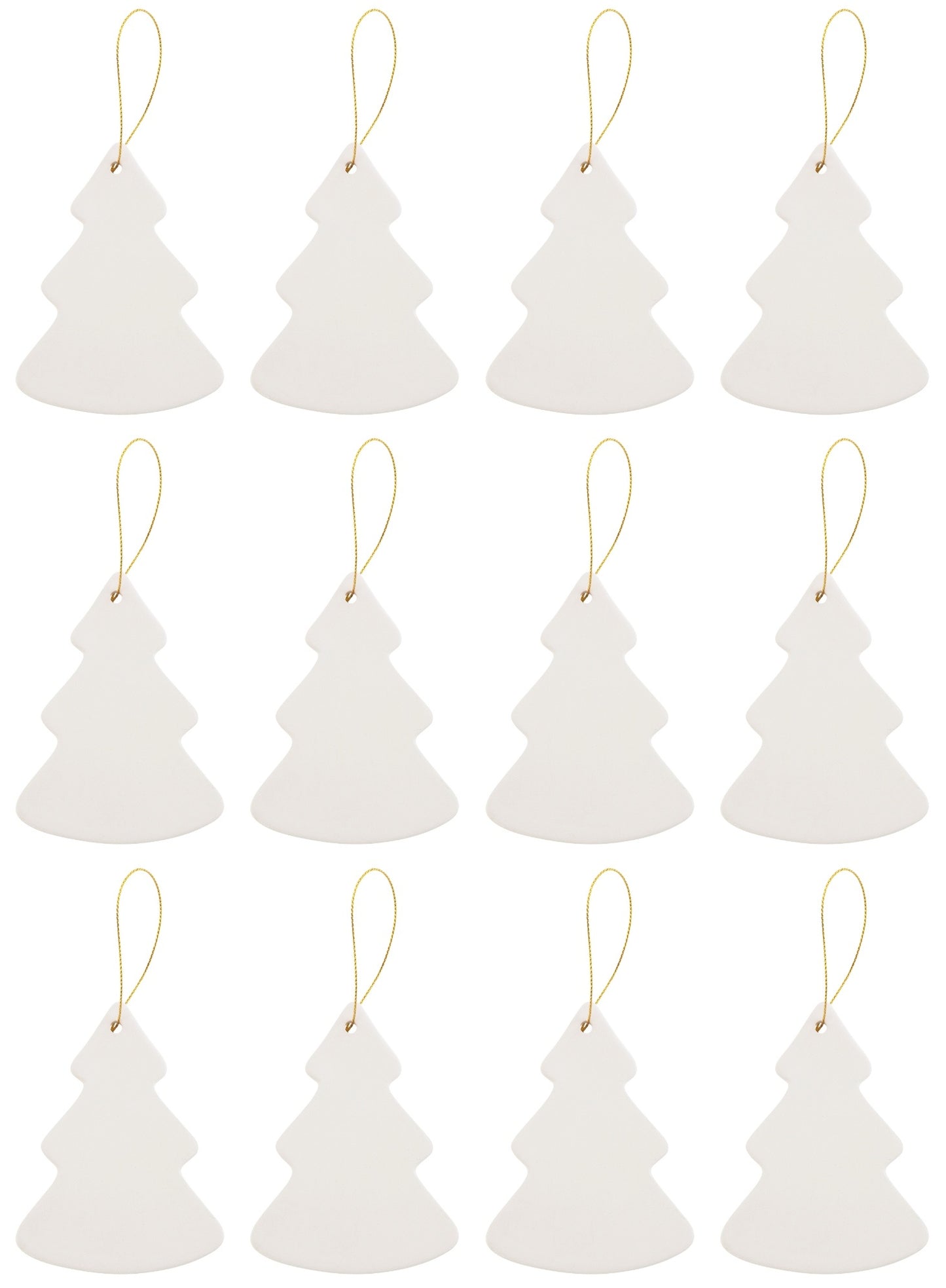 Ready to Paint DIY Christmas Tree Shape Porcelain Ceramic Ornaments with Hanger
