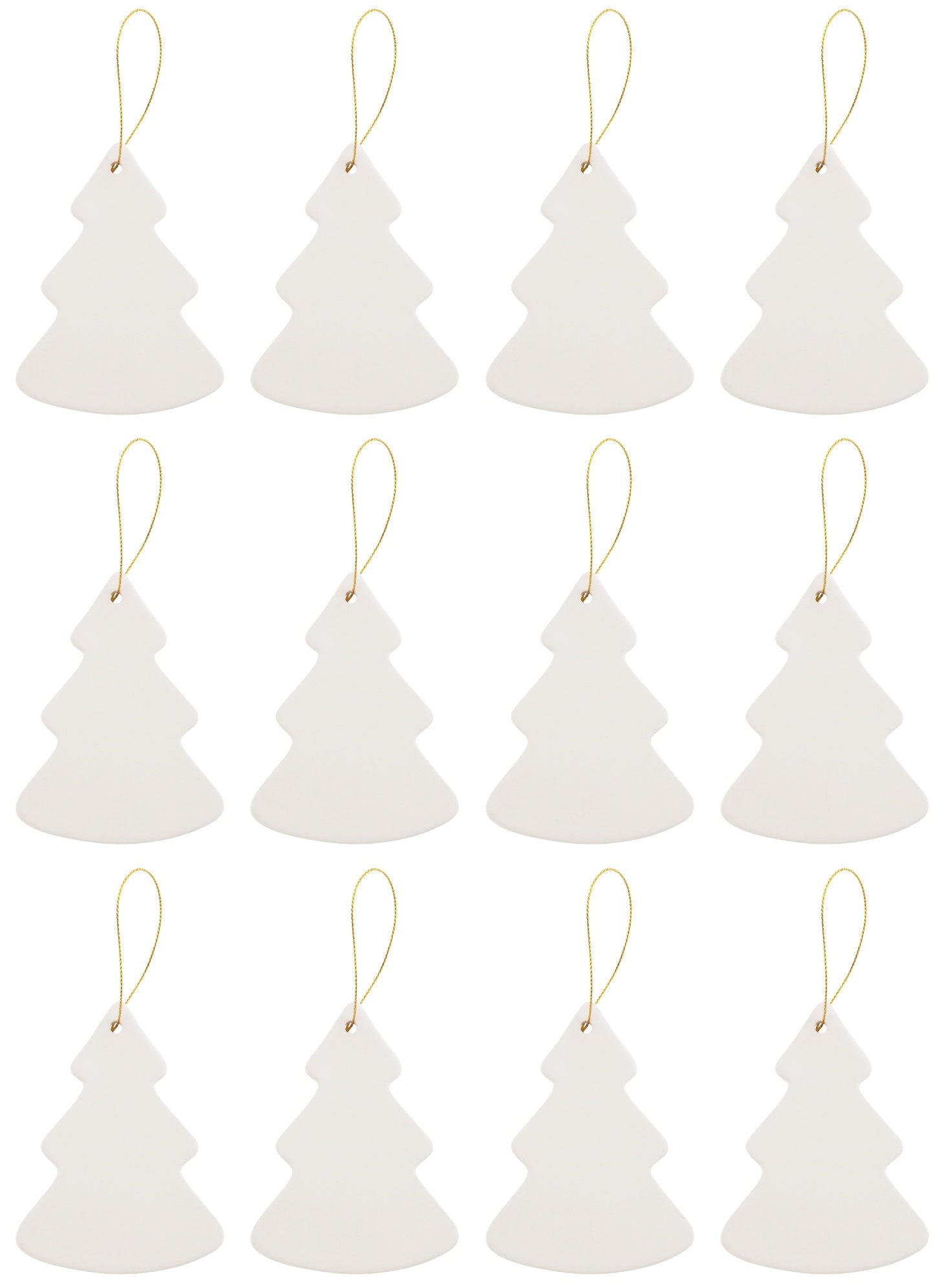 Ready to Paint DIY Christmas Tree Shape Porcelain Ceramic Ornaments with Hanger