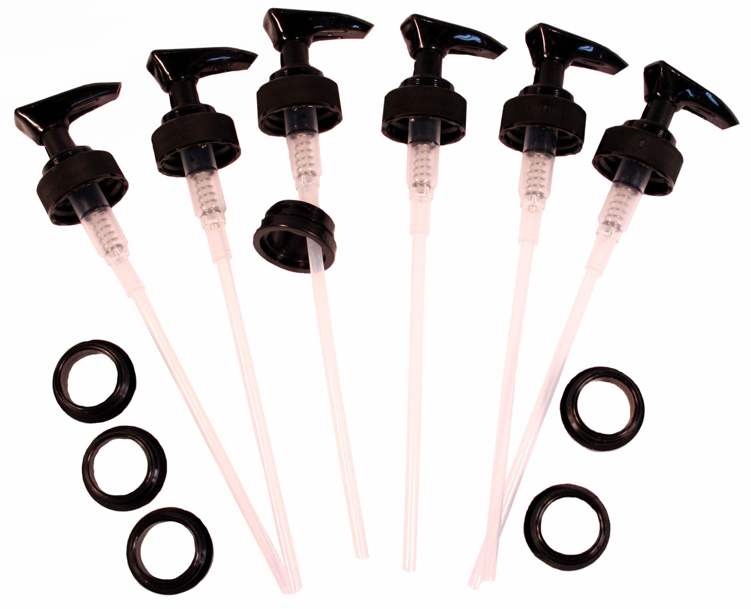 Black Plastic Lotion Soap Dispenser Pumps with Glue On Screw Collars,