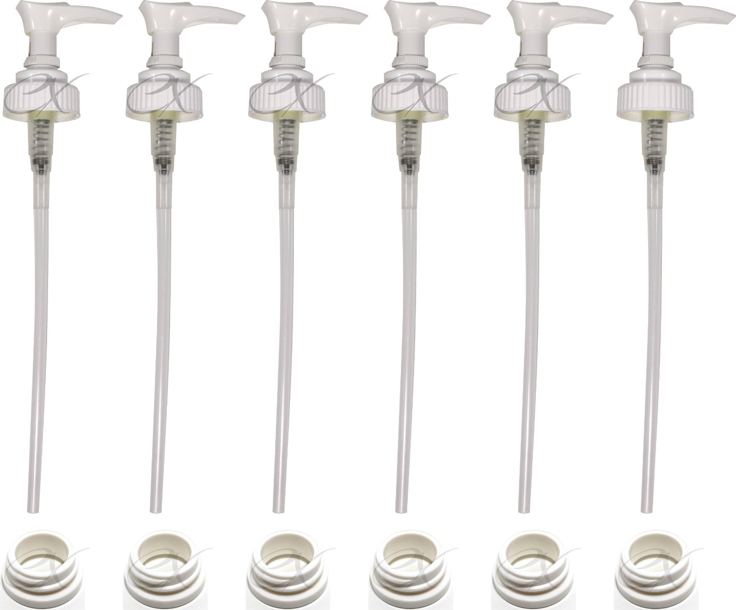 White Plastic Lotion Soap Dispenser Pumps with Glue On Screw Collars,