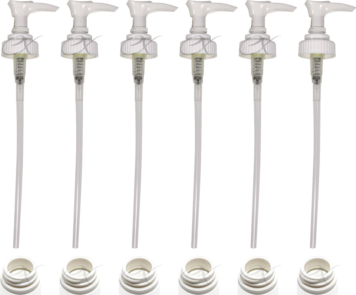 White Plastic Lotion Soap Dispenser Pumps with Glue On Screw Collars,