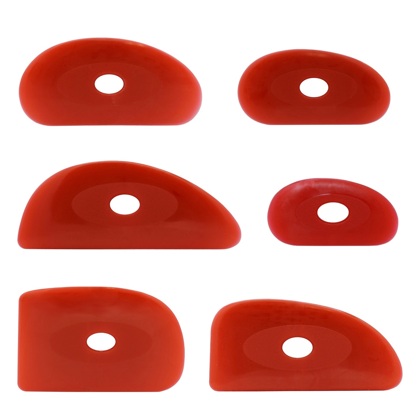 Pack of 6 Red Soft Silicone Pottery Ribs (Shapes 0-5) - Ultimate Ceramic - for sculpting
