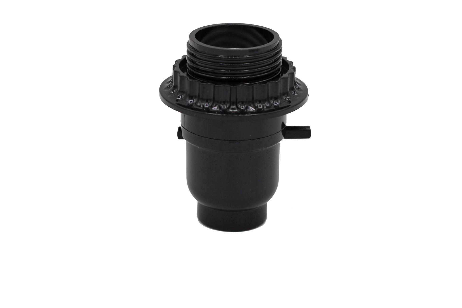 Black Phenolic Push Thru Socket with Uno Ring, 1/8 IP Thread Cap (2 Pack) - side view