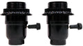 Creative Hobbies® Phenolic 3 Way Turn Knob, Medium Base Light Socket, Full Uno Thread and Ring, 1/8 IP Thread Cap -Pack of Two Sockets