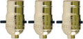 Push Thru Lamp Sockets, Standard Edison Base, Bright Brass Color, Pack of 3
