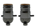Metallic Grey Medium Base Sockets with Push Thru On/Off Switch and Side Outlet Hole | 2 Pack
