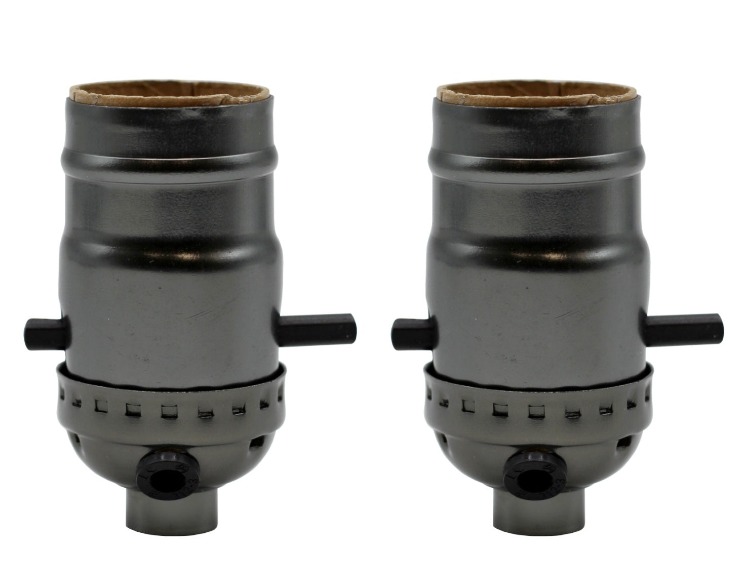 Metallic Grey Medium Base Sockets with Push Thru On/Off Switch and Side Outlet