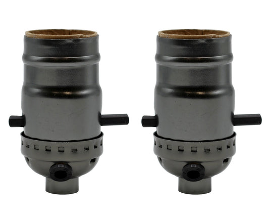 Metallic Grey Medium Base Sockets with Push Thru On/Off Switch and Side Outlet