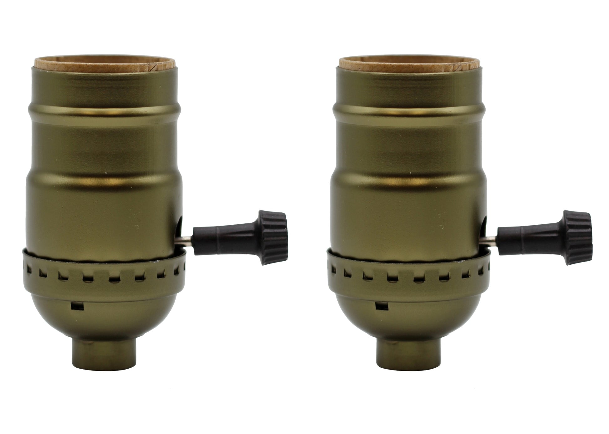 Three Way Turn Knob Lamp Sockets, Medium Base, Antique Brass Shell Incandescent - for diy