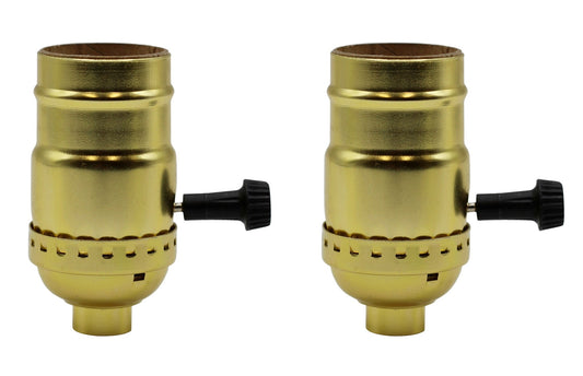 Three Way Turn Knob Lamp Sockets, Medium Base, Gold Shell Incandescent - for diy