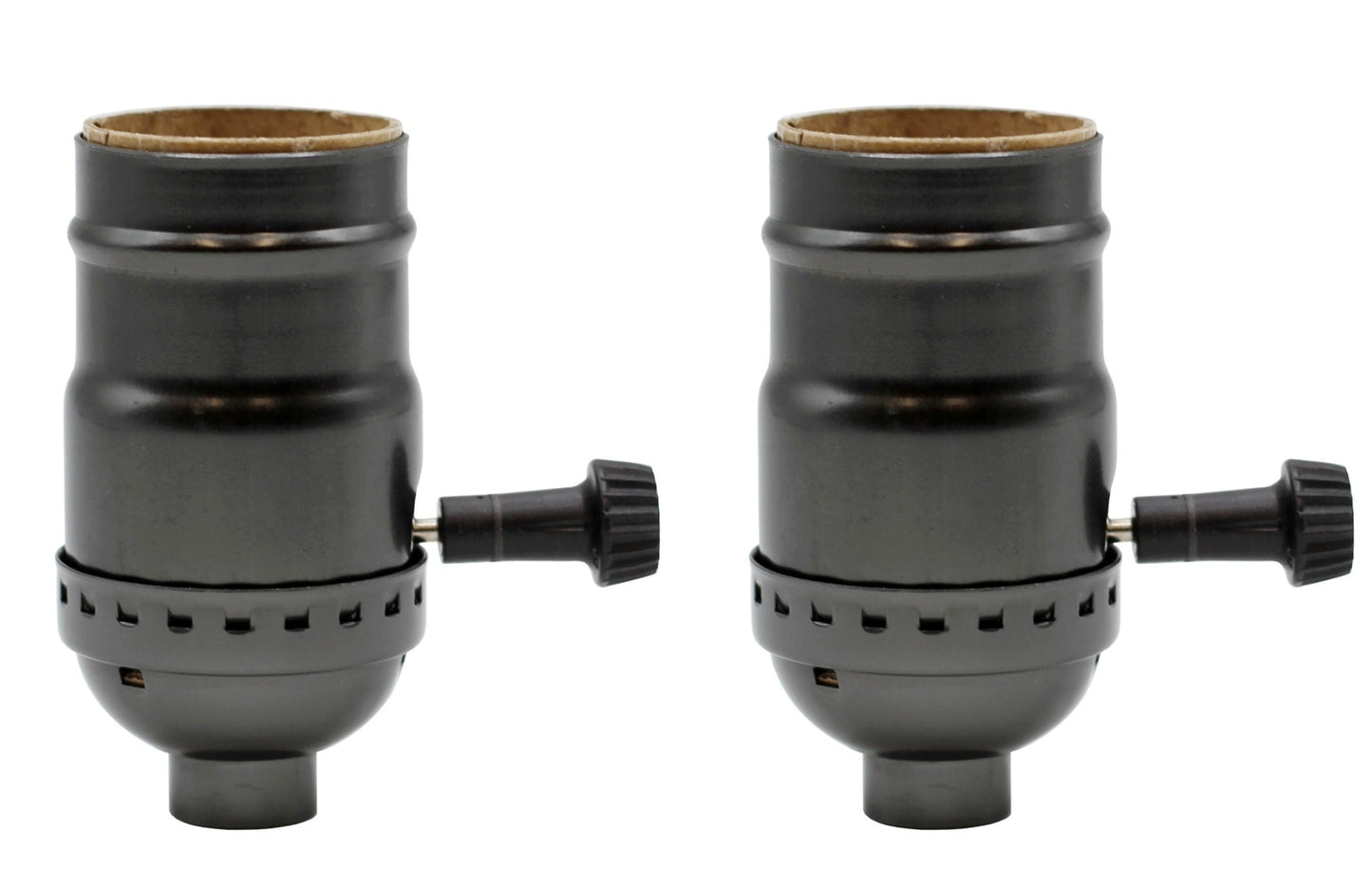 Three Way Turn Knob Lamp Sockets, Medium Base, Metallic Grey Shell Incandescent - for diy